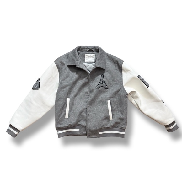 Gray and White Varsity Jacket - Picture 4 of 13